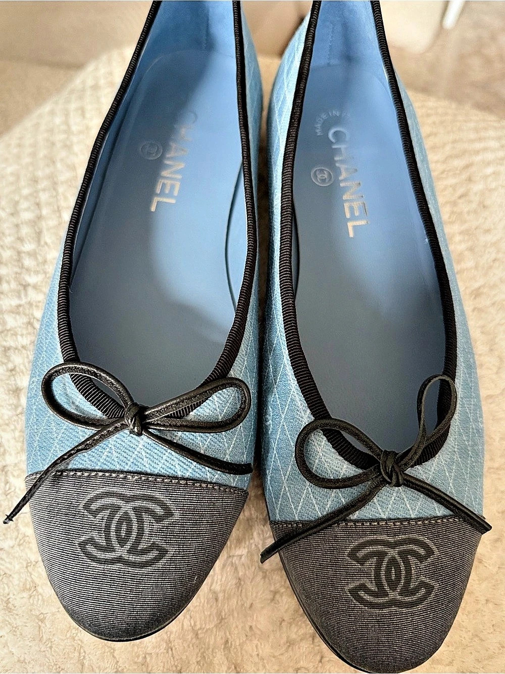Chanel Denim CC Cap Toe Ballerina Flats
